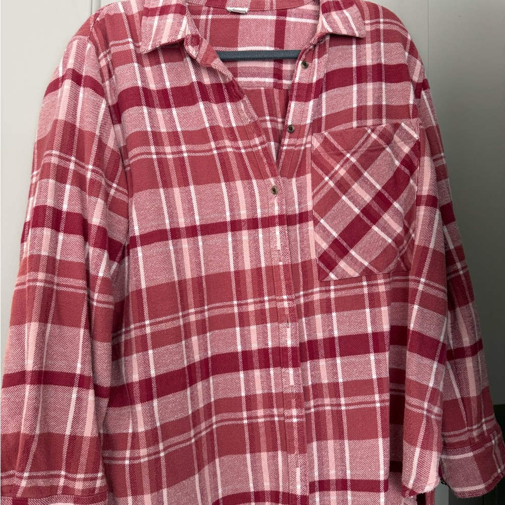 Aerie Red and Pink Checkered Top